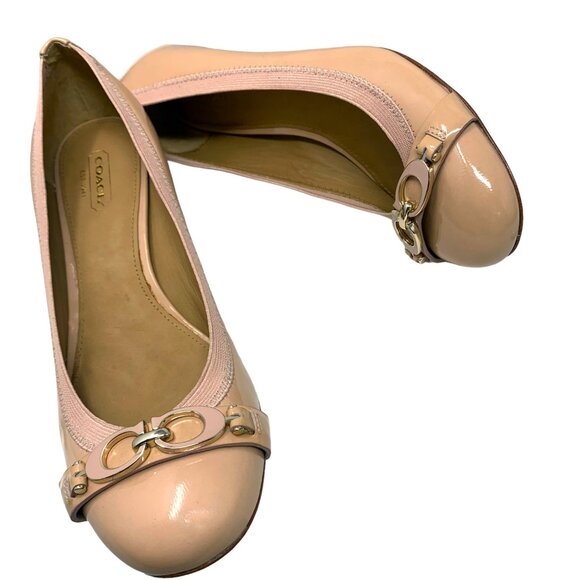 NEW  Coach Tandy Nude Patent Leather Horse Bit Block‎ Heel Pumps - Picture 8 of 11